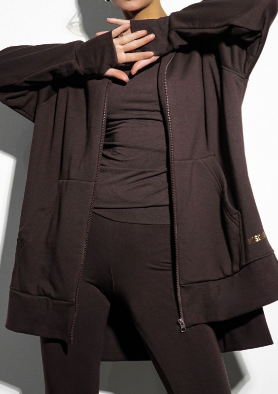 Heet - Długa bluza rozpinana Dark Brown