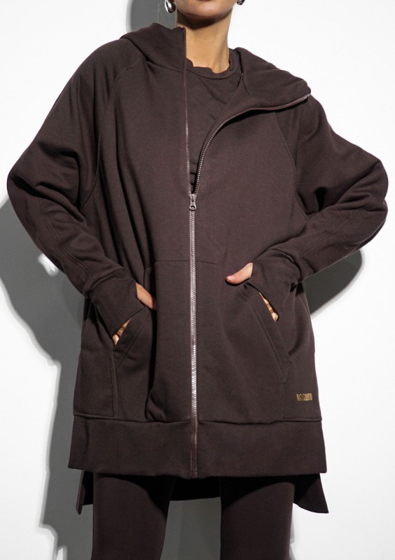 Heet - Długa bluza rozpinana Dark Brown