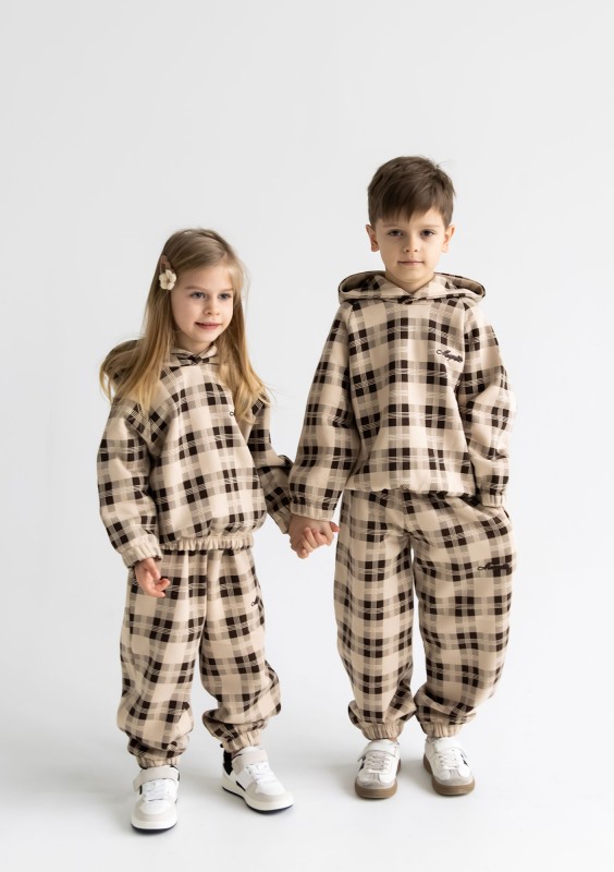 Loom - Kids beige checked sweatpants
