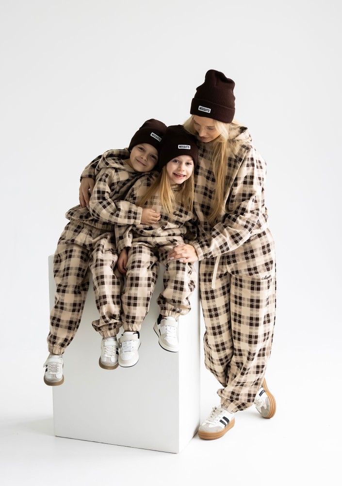 Loom - Kids beige checked sweatpants