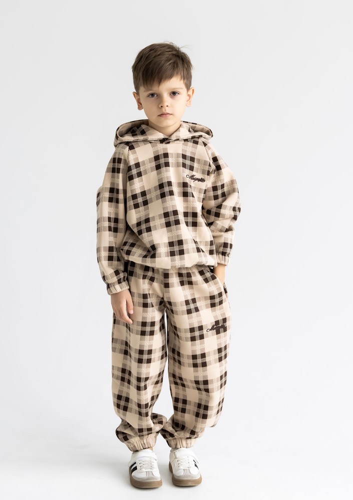 Loom - Kids beige checked sweatpants