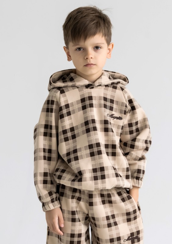 Loom - Beige checked kids hoodie