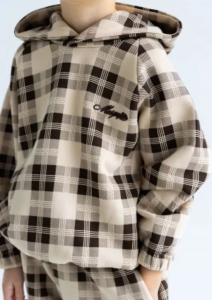 Loom - Bluza dziecięca z kapturem w kratę Beige