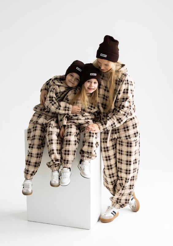 Loom - Beige checked kids hoodie