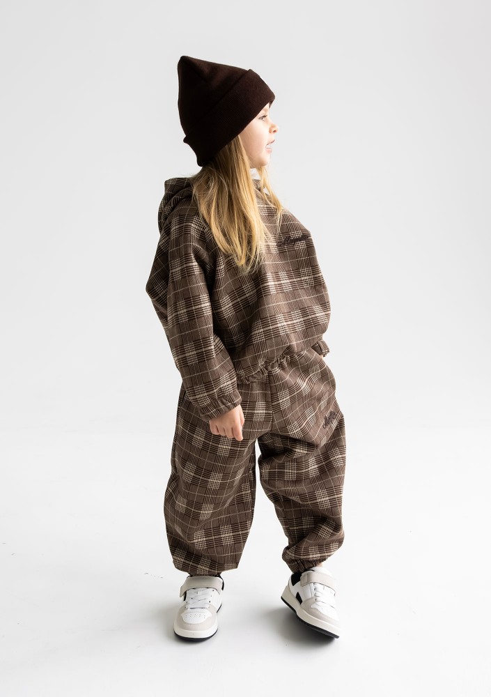 Loom - Kids brown checked sweatpants