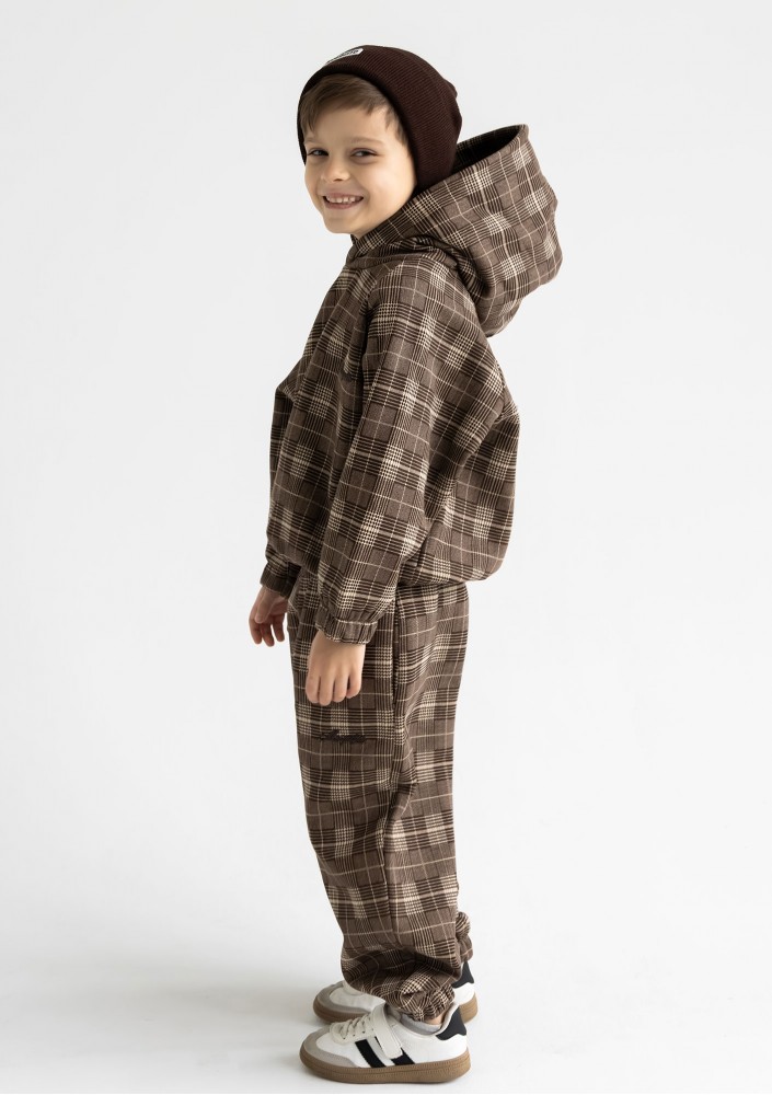 Loom - Kids brown checked sweatpants