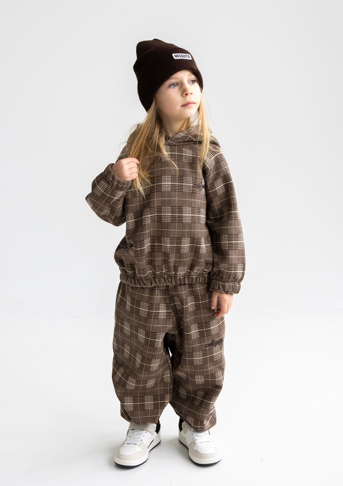 Loom - Kids brown checked sweatpants