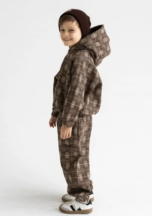 Loom - Brown checked kids hoodie