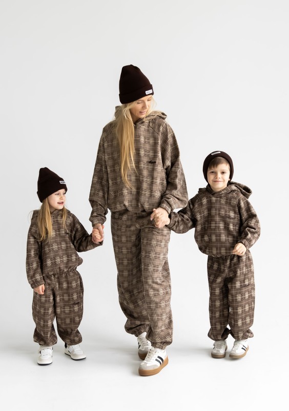Loom - Brown checked kids hoodie