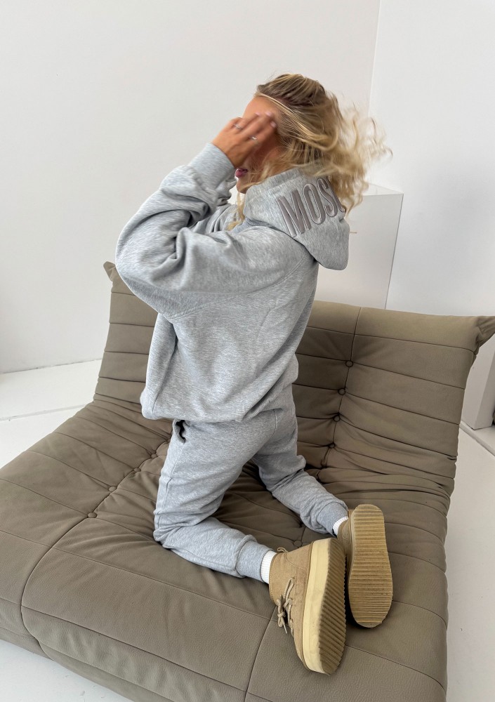 Mesh - Melange grey oversize soft touch hoodie