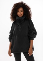 Yale Zip - Black micro fleece-lined oversize jumper