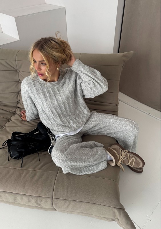 Milu - Sweter z warkoczowym splotem Grey