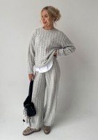Milu - Szerokie spodnie z warkoczowym splotem Grey