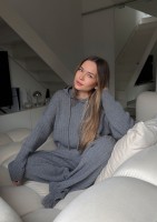 Barro - Melange grey knitted in stripes hoodie