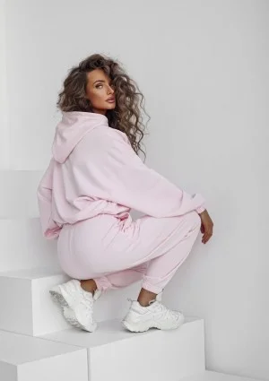 Icon - Bluza z kapturem i ściągaczem pastel Pink