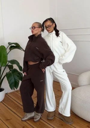 Glide - Zipped up latte brown microfleece jumper