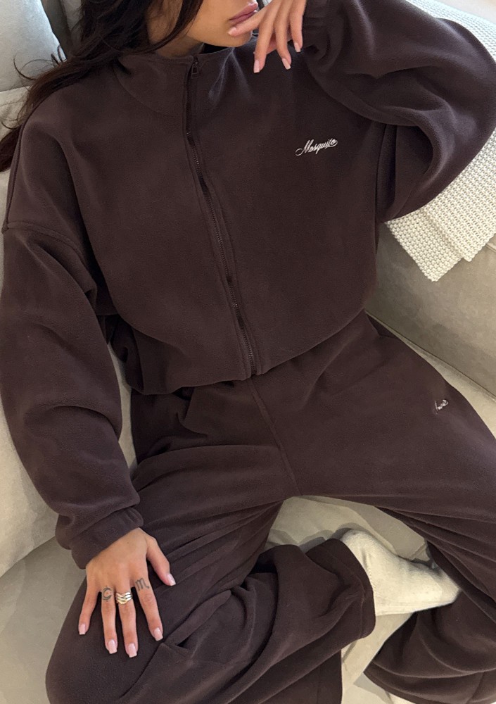 Glide - Zipped up latte brown microfleece jumper