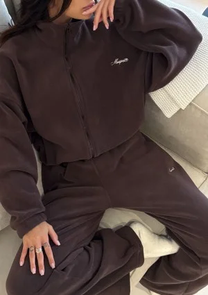 Glide - Zipped up latte brown microfleece jumper