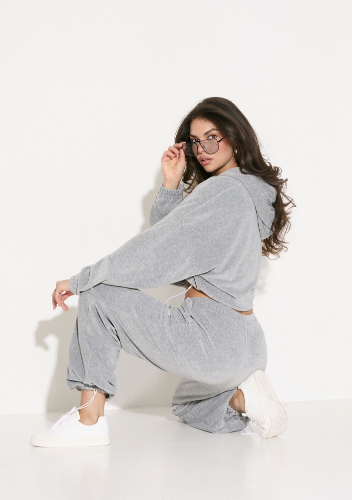 Lush - Melange grey velvet sweatpants