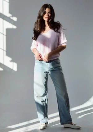 Mimi Soft - Pastel pink sweater with half-sleeves