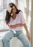 Mimi Soft - Pastel pink sweater with half-sleeves