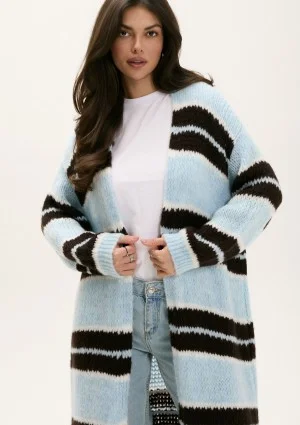 - Light blue striped knit maxi cardigan