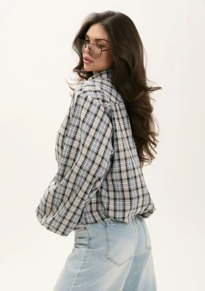 Cane - Bluza bomberka z flaneli w kratkę Blue