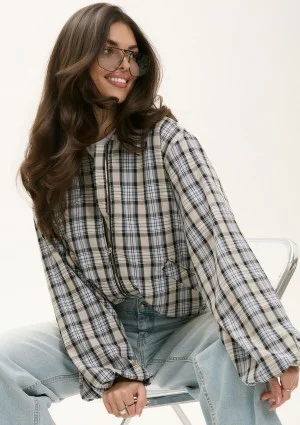 Cane - Light blue and grey checked bomber jacket