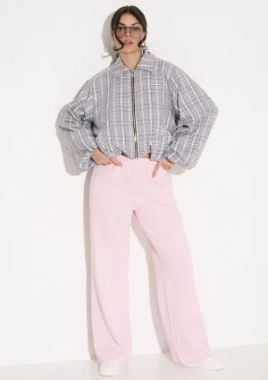 Cane - Grey and pink checked bomber jacket