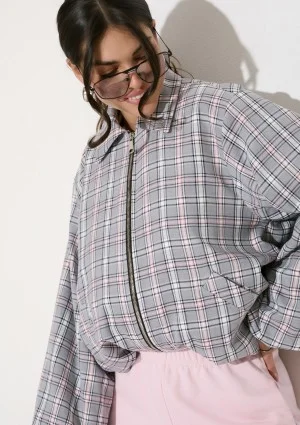 Cane - Kurtka typu bomber z kołnierzykiem w kratkę Pink