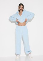 Lush - Bluza welurowa na zamek z kapturem Baby Blue