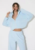 Lush - Baby blue zipped velvet hoodie