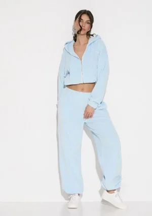 Lush - Baby blue zipped velvet hoodie