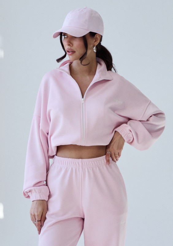 Glide - Pastel pink zipped cotton jumper