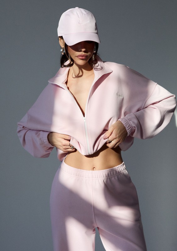 Glide - Pastel pink zipped cotton jumper