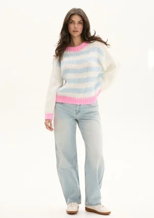 Candy Knit - Sweter w pastelowe pasy Light Blue