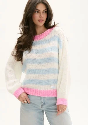 Candy Knit - Sweter w pastelowe pasy Light Blue