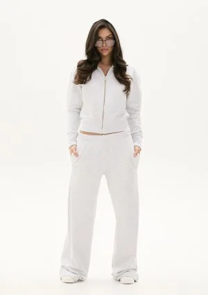 Roxy - Short melange grey zipped jumper with a hood