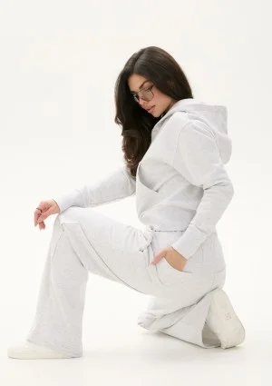 Roxy - Short melange grey zipped jumper with a hood