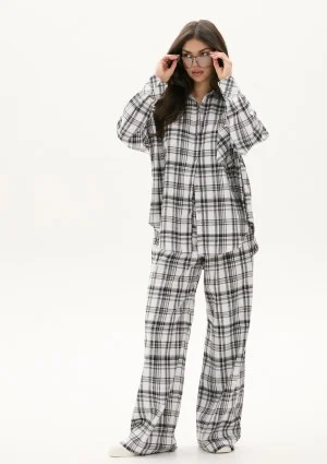 Duty - Black and white checked winceyette oversize shirt