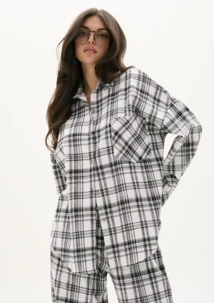 Duty - Black and white checked winceyette oversize shirt