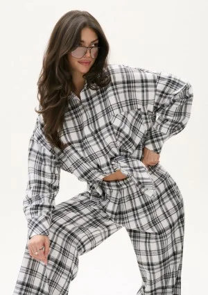 Duty - Black and white checked winceyette oversize shirt