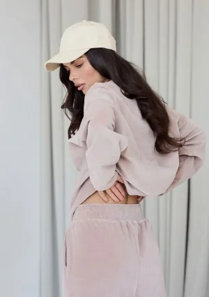 Halo - Longsleeve welurowy beżowy latte