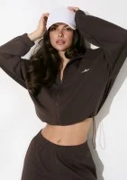 Glide - Dark chocolate brown zipped cotton jumper