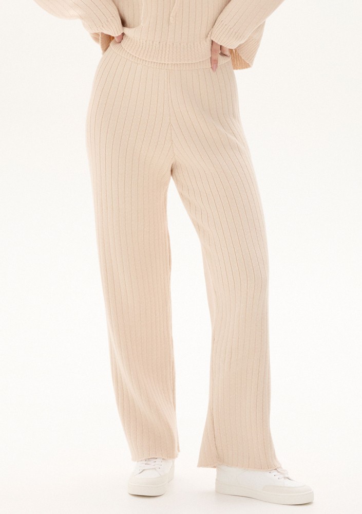 Barro - Beige knitted in stripes hoodie