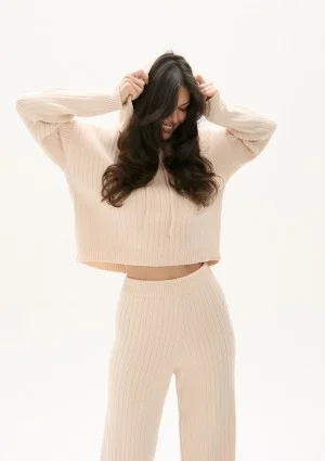 Barro - Beige knitted in stripes pants