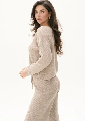 Misti - Latte beige waffle weaved sweater