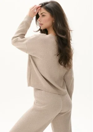 Misti - Latte beige waffle weaved sweater