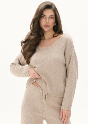 Misti - Latte beige waffle weaved sweater