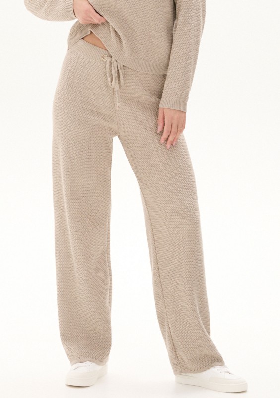 Misti - Latte beige waffle weaved pants